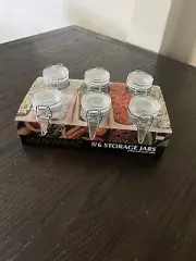 New Farberware Set Of 6 Clear 3 Oz Storage Spice Jars Canister Airtight Lids Box