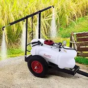 SeeSa 100L Weed Sprayer with Trailer, Tow-Behind Trailer Boom Broadcast and Spot Sprayer 4 Nozzle Boom 12V 1.5m Boom Self-Priming Pump for Garden Farm
