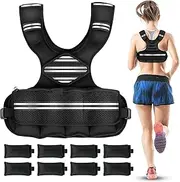 Adjustable Weighted Vest for Women Men, 6-18 LBS Weighted Walking Vest with 8 Ironsand Weights & Reflective Strip, Strength Training Weight Vests for Running GYM Home Workout, Large Zippered Pocket