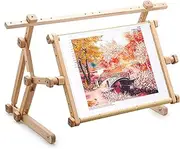 Embroidery Adjustable Lap Table Stand Hands Free Needlepoint Wooden Cross Stitch Scroll Frame Tapestry Holder Bed Table Stand Craft Tool (15.7" x 22")