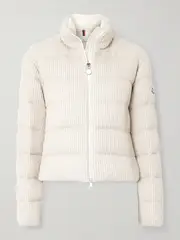 [Moncler] Moncler - Thoiry Quilted Ribbed Metallic Cotton Down Jacket - White - 2 2 White
