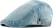 [CHENNUO] Men's Flat Cap Denim Beret Driving Cabbie Hunting Flat Cap Peaked Cap Cap