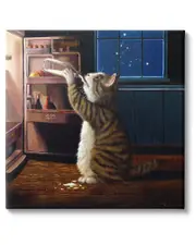 Midnight Snack Aquarius Cat Canvas Wall Art by Lucia Heffernan