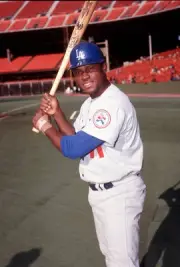 Manny Mota Los Angeles Dodgers poses for this photo prior to the - 1976 Photo 1