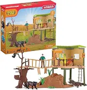 Schleich Wild Safari Animal Toys Playset - Ranger Adventure Station with Alligator, Tiny Turtles, Baby Monkey, and Black Panther, Figurines for Kids Both Boys and Girls Age 3 and Above (42594)
