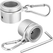 2 Pack Silver Aluminum Flag Pole Rings with Carabiner Tangle Free Pole Rings