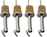 SagaSave 4 Pcs Bottle Pourer Cork, Stainless Steel Oil Bottle Spouts Vinegar Dispenser with Hinged Flip Top Cap, Curved Liquor Bottle Pourer for Wine, Syrup, Liquor