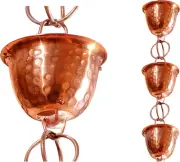 Monarch Rain Chains 26558 Pure Copper Hammered Cup Rain Chain Replacement Dow...