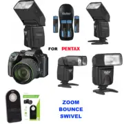 HD PRO DEDICATED FLASH FOR PENTAX DSLR CAMERAS + REMOTE + RECHARGEABLE BATTERIES