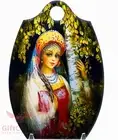 Wooden cheese cutting board Souvenir Russian Beauty Birch Peasant girl Handmade