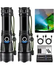 Flashlights High Lumens Rechargeable, 2Pack Rechargeable Flashlights, 990000lm