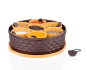 Plastic Round 7 Sections Multipurpose Masala Spice Box Rangoli Dabba Box
