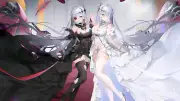 Anime girls azur lane emden long hair white twins art playmat gaming mat