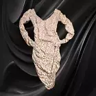 Angel Biba AU NWT Rose Leopard Cinched Mini Dress Low-Cut Size Med