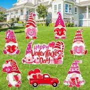Whaline 8Pcs Valentine's Day Yard Sign with 16Pcs Stakes Red Pink Pink,