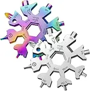 18 in 1 Snowflake Multi Tool, Phillips Flat Screwdriver Kit/Wrench/Bottle Opener, EDC Camping Gear, Gifts for Men (Colorful + Silver)
