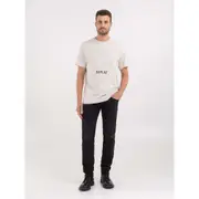 Replay Mens Basic Tee Jersey T-Shirt w/ Print Light Grey