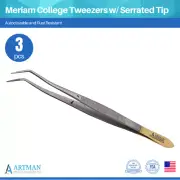 Meriam College Angular Tweezers with Serrated Tip Set of 3 ARTMAN
