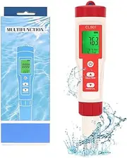 B-Qtech Water Quality Tester, PH/CL/ORP/H2/Temp 5 in 1, Chlorine Tester Digital, Portable PH Tester with LCD Display, for Drinking Water, Swimming Pool, Pool, Spa or Laboratory