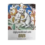 Medieval Cat Calendar 2025 Strange Medieval Cats Wall Calendar 2025 Ugly Medieval Cats Calendar 12 Months Photo Color