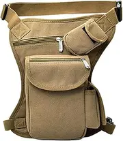 Rullar Canvas Hiking Waist Fanny Pack Tactical Drop Leg Bag Purse Running Waist Belt Hip Bag Outdoors Motorcycle Bike Cycling Pouch Shoulder Bag, Khaki, 1