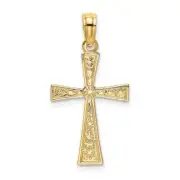 14K Engraved Cross W/Flared Tips Charm Bracelet Necklace