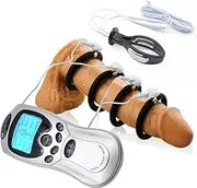 Electric shock Penis Ring Extender Enlarger Enhancer Vibration Cock E-stim Penis Rings 4pcs Cock Rings for Adult Men Sex Toys BDSM (A)