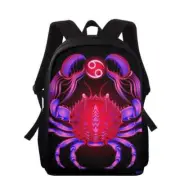 Red Blue Crab Backpack Boy Girl Schoolbag Shoulder Satchel Bookbags School Bag