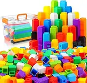 Jenaai 300 Pcs Linking Cubes with Storage Container Counting Cubes, Plastic Counting Block, Colorful Math Cubes, Math Manipulatives Classroom Learning Supplies for Preschool Kindergarten (Yellow)