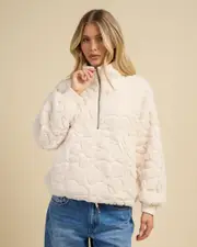 [Billabong] Billabong Women's Fireside Cozy Sweatshirt in Whitecap Size Small S Whitecap