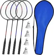 KH 2-4 Player Badminton Rackets Set for Adults Kids,Lightweight & Sturdy,Indoor Outdoor Sports Backyard Game,Racquets,Shuttlecocks & Carry Bag Included