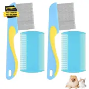 4 Pack Flea Lice Comb, Stainless Steel Dog Cat Grooming Combs with Rounded Teeth