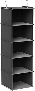 Lectorias 5 Compartments Hanging Shelf, Hanging Organiser Foldable and Space-Saving, Locker Organiser Hanging Storage, Wardrobe Organiser Hanging, Hanging Shelf for Bedroom, 2 Side Pockets