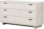 South Shore Fynn 6-Drawer Double Dresser, Winter Oak with Metal Handles
