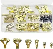 Castaic Picture Hanging Kit,120 Pieces Picture Photo Frame Hooks for Heavy Duty Picture Frame, Frame Hook Hardware with Nails (Gold)