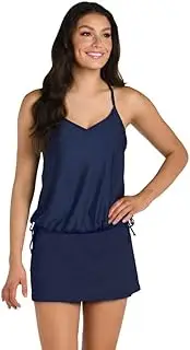 [24th & Ocean] Women's Underwire V-Neck Blouson Tankini Swimsuit Top