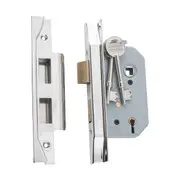 6164 Mortice Lock 5 Lever Rebated Polished Nickel CTC57mm Backset 46mm
