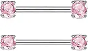 [KOFISNI] Titanium Nipple Rings for Women 14G Nipple Piercing Heart Pink CZ Body Nipple Jewelry