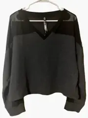Victoria’s Sport Cropped Top Women’s Medium Gray Long Sleeves Sheer Mesh NEW
