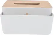Rectangular Tissue Box Cover with Remote Control Box Tissue Holder Multi- Tissue Box Tissue Dispenser Holder Grey