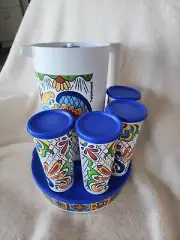 Tupperware Talavera Bowl, Pitcher and 4 Tumblers Set