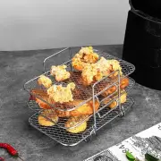 3-Layers Air Fryer Rack Kitchen Grill Baking Tray Grill Holder Stainless Steel