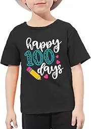 [CAZYCHILD] 100 Days of School Shirt for Kids: Toddler Boys Girls Back to School T-Shirt Kindergarten Happy Gifts Tops
