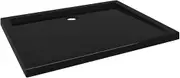 vidaXL Rectangular Shower Base Tray in High Gloss ABS Reinforced with Fiberglass, Modern Design with Low Threshold, Scratch and Stain Resistant, Black - 80x100 cm