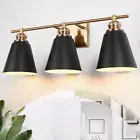 Black and Gold Vanity Light, 3 Light Bathroom Vanity Light over Mirror with Meta