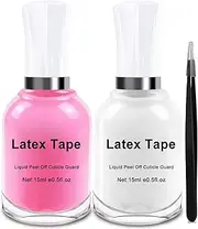Liquid Latex for Nails Peel Off - 30ML Upgraded Antifreeze Ready for Takeoff Peelable Base Coat, Fast Drying Latex Tape Cuticle Guard, 2 Pack Skin Barrier Protector w Tweezers Gifts for Women