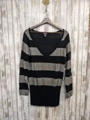 Kenneth Cole Reaction Striped Scoop Neck Wool Blend Sweater Large NWT $89