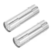9 LED Mini Flashlight, 2 Pcs Aluminum Flashlight Torch Super Bright, Silver Tone