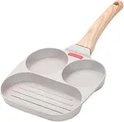 3-in-1 Egg Steak Frying Pan - 3 Section Square Grill Pan Divided Frying Pan for Breakfast, for Gas Stove & Induction, Steaks Burger Pans, etc