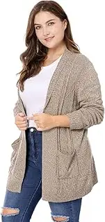 [Agnes Orinda] Women's Plus Size Lightweight Open Front Sweater Cardigan
